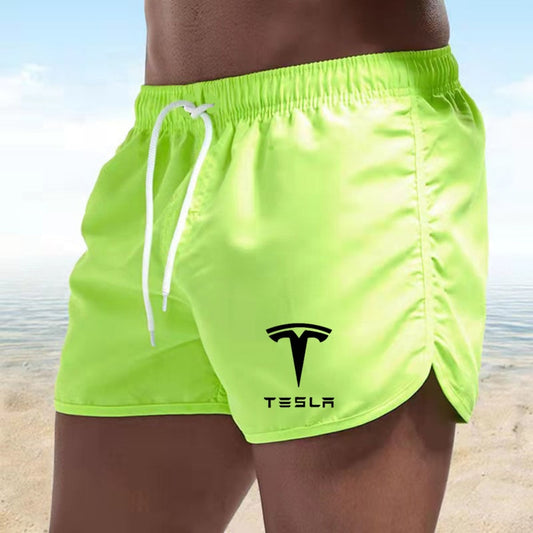Tesla Men&#39;s Shorts Summer Swimwear Men Swimsuit Swimming Trunks Boxer Short Sexy Beach Shorts Surf Board Men&#39;s Clothing Pants