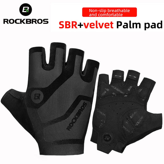 ROCKBROS Bicycle Gloves MTB Road Anti-shock Mountain Bike Fingerless Gloves Men Women Breathable Cycling Sports Non-slip Glove