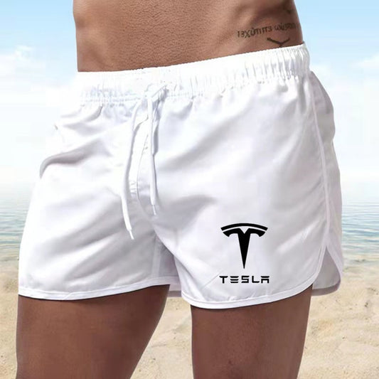 Tesla Men&#39;s Shorts Summer Swimwear Men Swimsuit Swimming Trunks Boxer Short Sexy Beach Shorts Surf Board Men&#39;s Clothing Pants